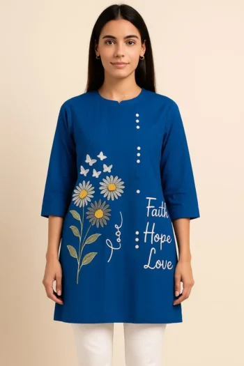 Royal Blue Embroidered Top:Pakistani top