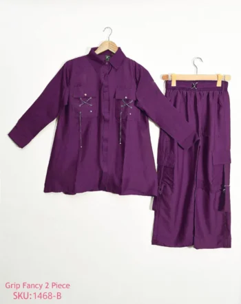 Stylish Purple Grip Fancy 2-Piece Co-Ord Set : Casual Wear